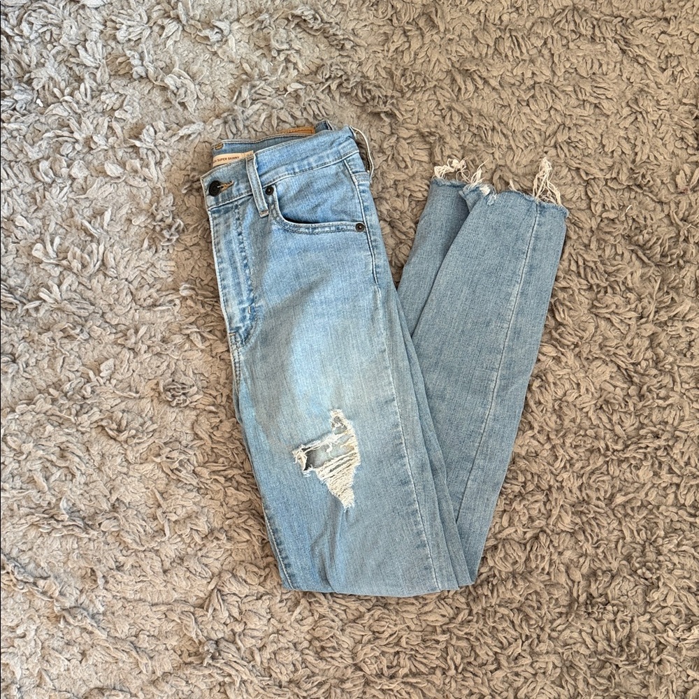 Levi's Light Blue Ripped Skinny Jeans